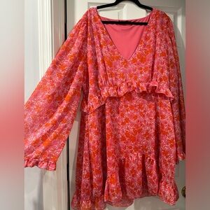 Nasty Gal Plus Size Floral Ruffle Mini Dress